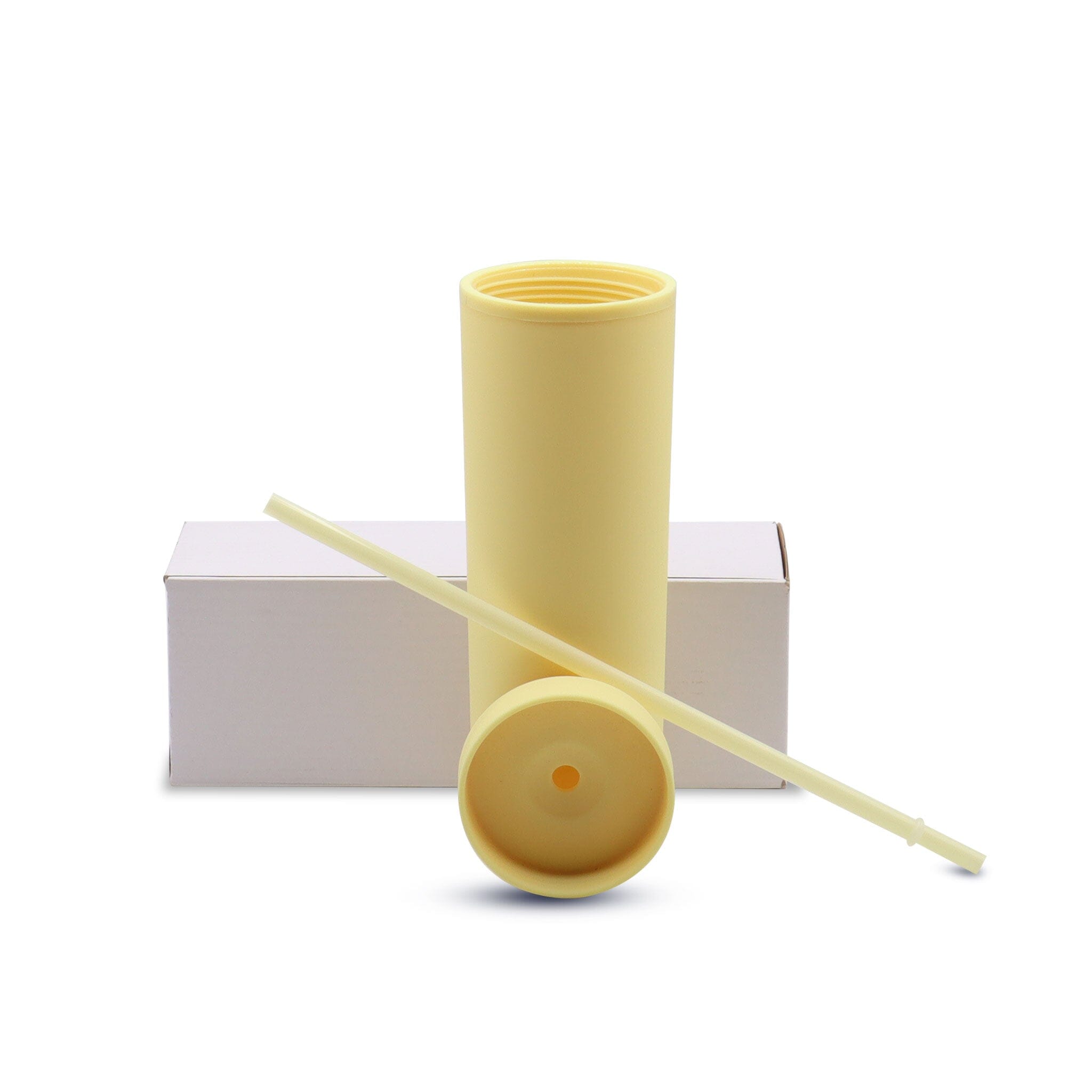 16 oz Acrylic Skinny Tumbler Acrylic Kupresso Pastel Yellow White Gift Box 