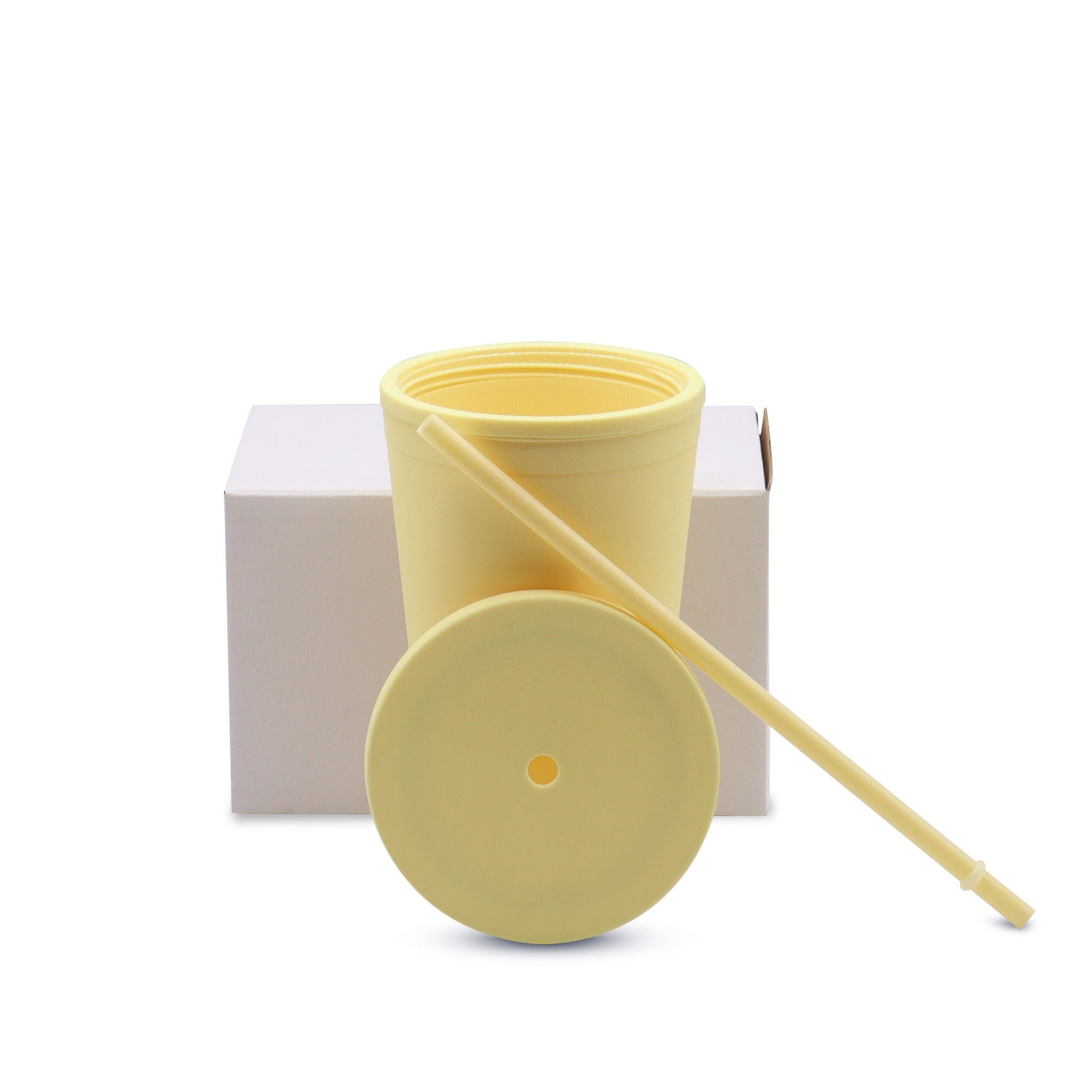 16 oz Acrylic Tumbler Acrylic Kupresso Pastel Yellow White Gift Box 