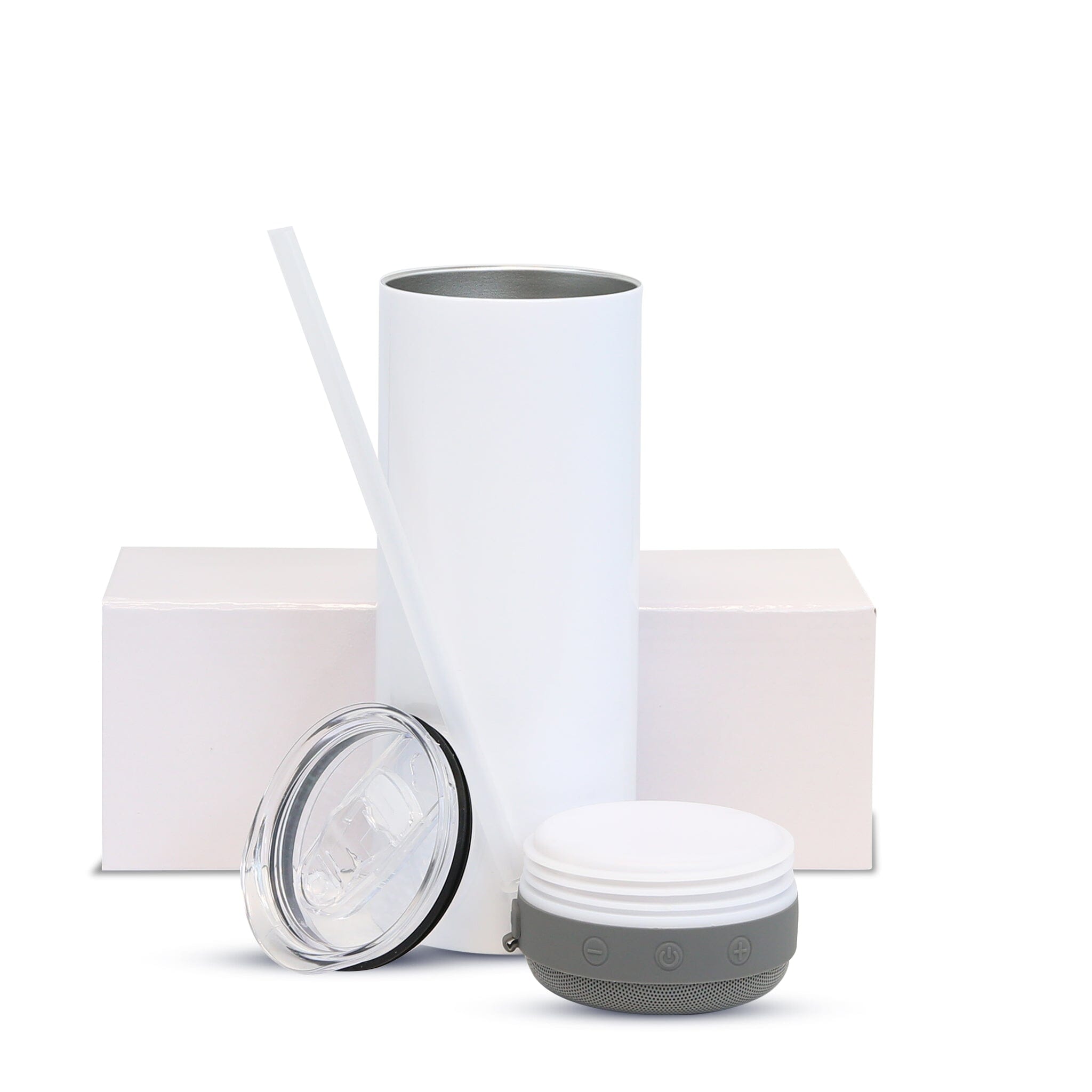 20oz Sublimation Bluetooth Speaker Kupresso Grey White Gift Box Single