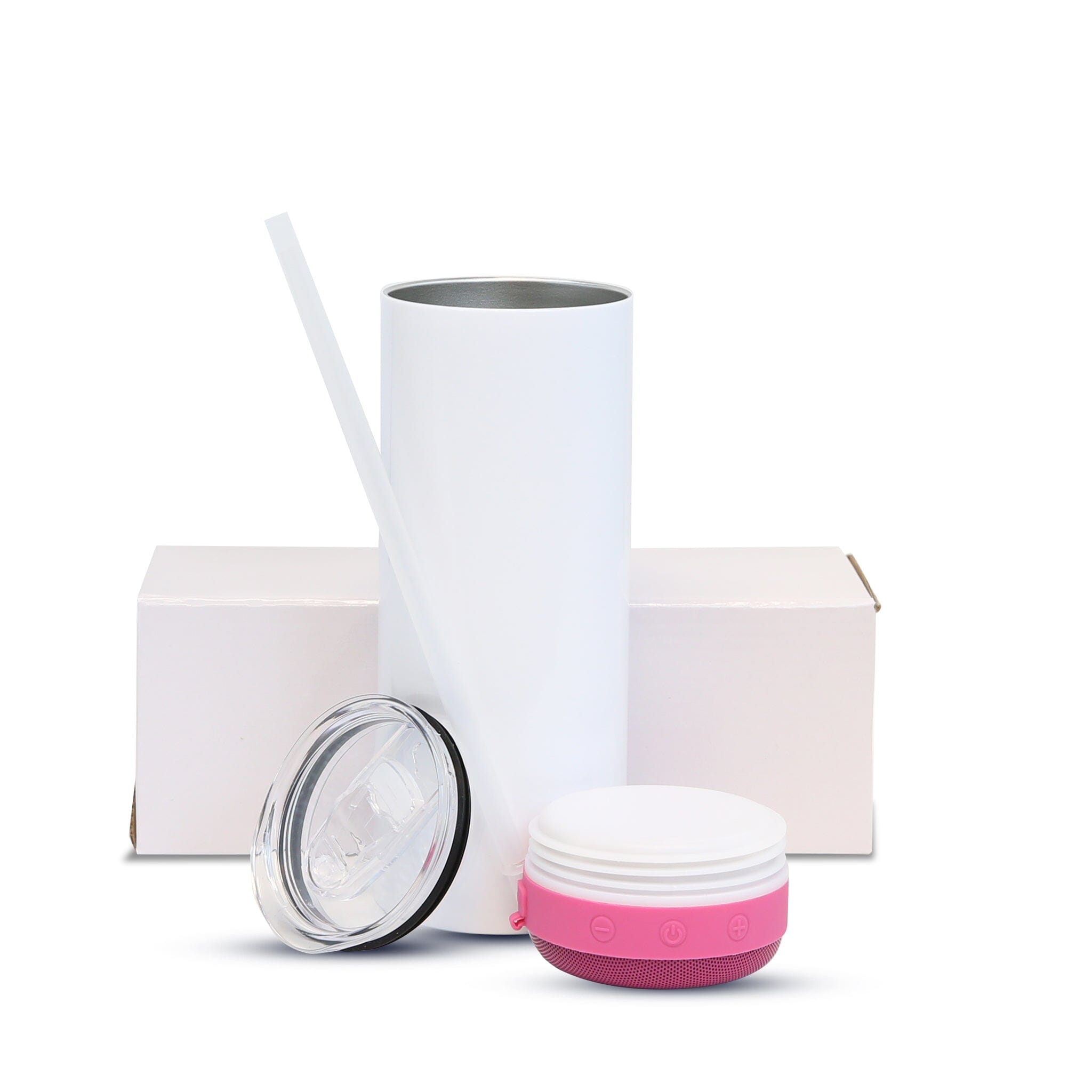 20oz Sublimation Bluetooth Speaker Kupresso Pink White Gift Box Single