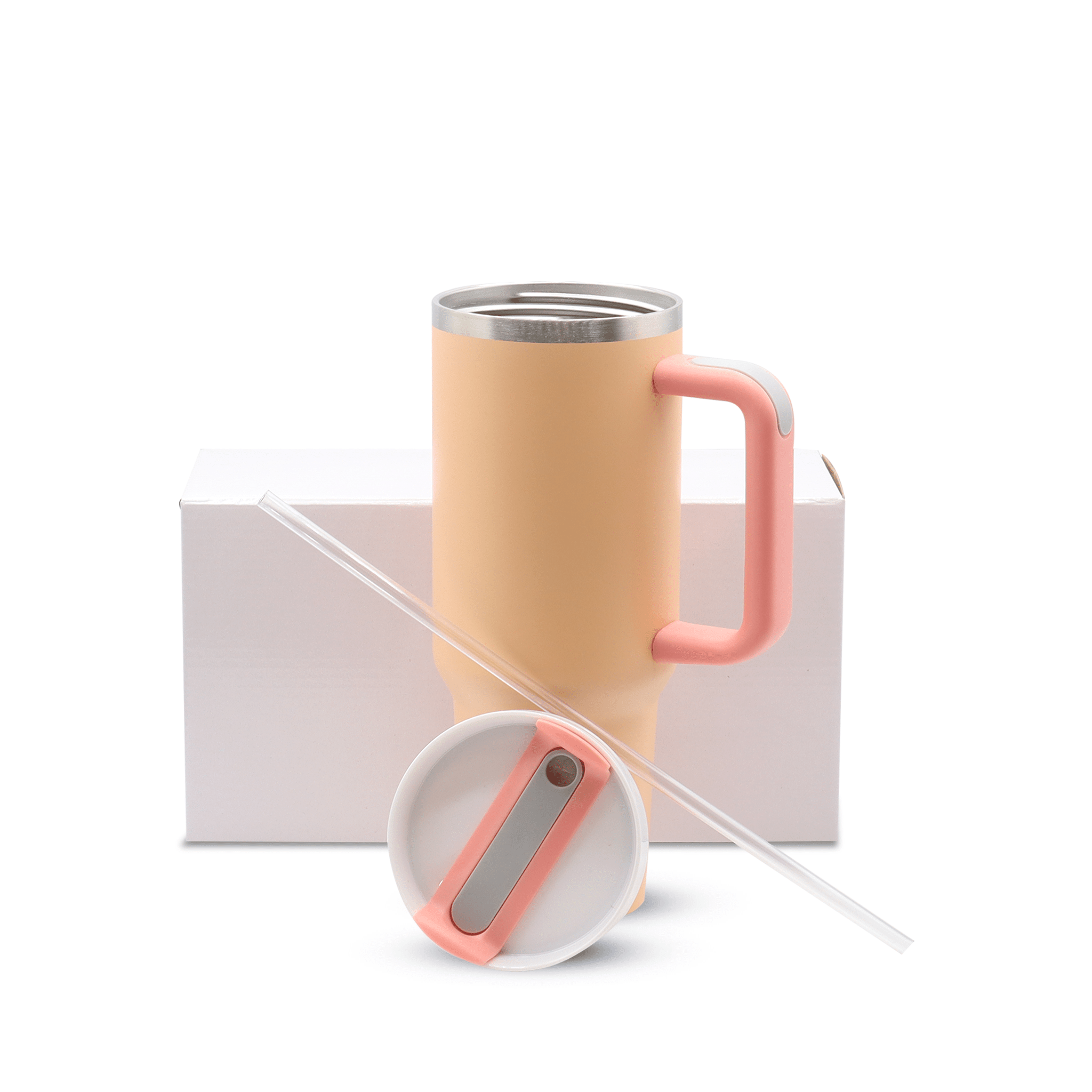 40oz Sublimation (Matte) Tumbler with Handle Kupresso Orange White Gift Box Single