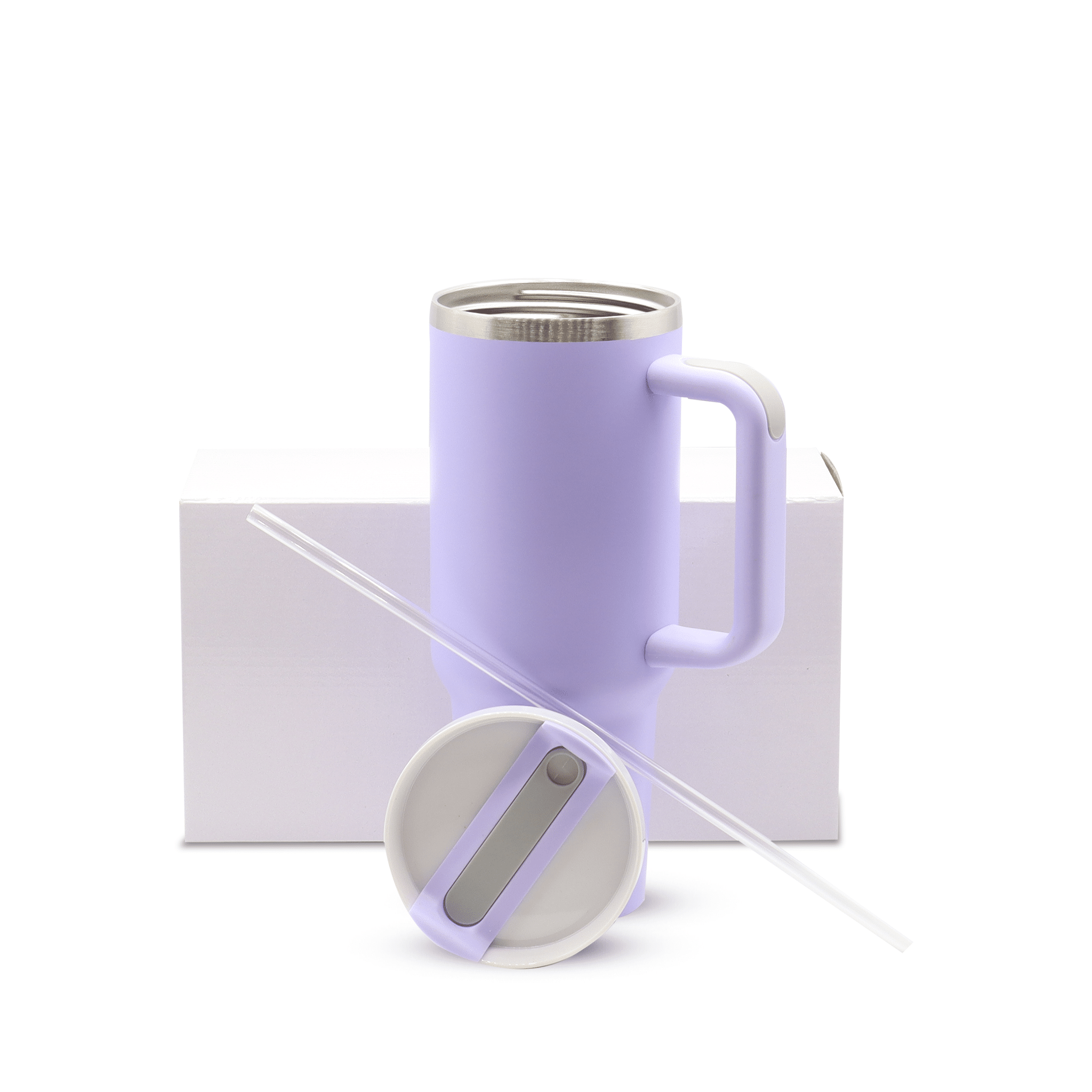 40oz Sublimation (Matte) Tumbler with Handle Kupresso Purple White Gift Box Single