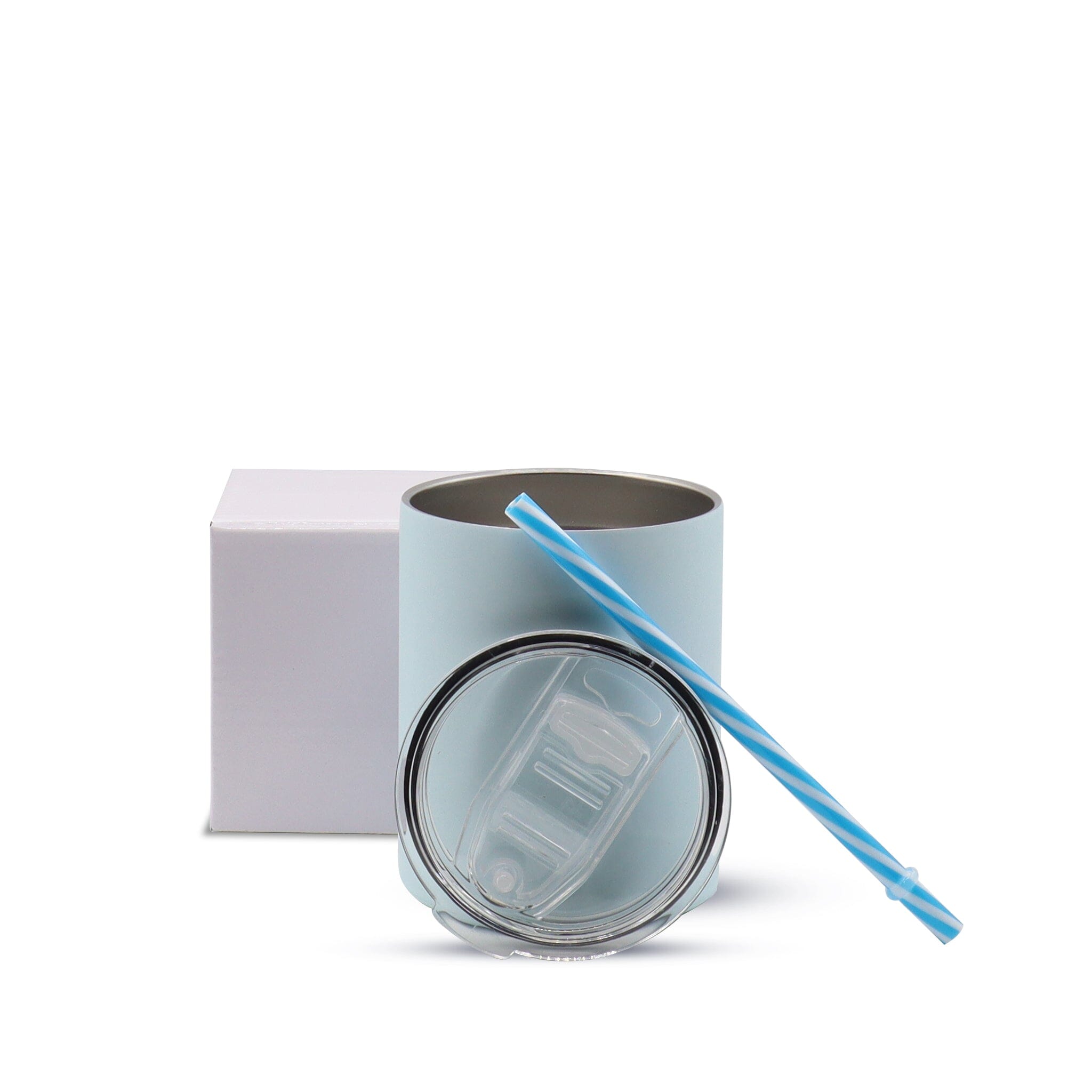 10oz SUBLIMATION MACAROON LOW BALL TUMBLER Kupresso Blue WHITE GIFT BOX Single