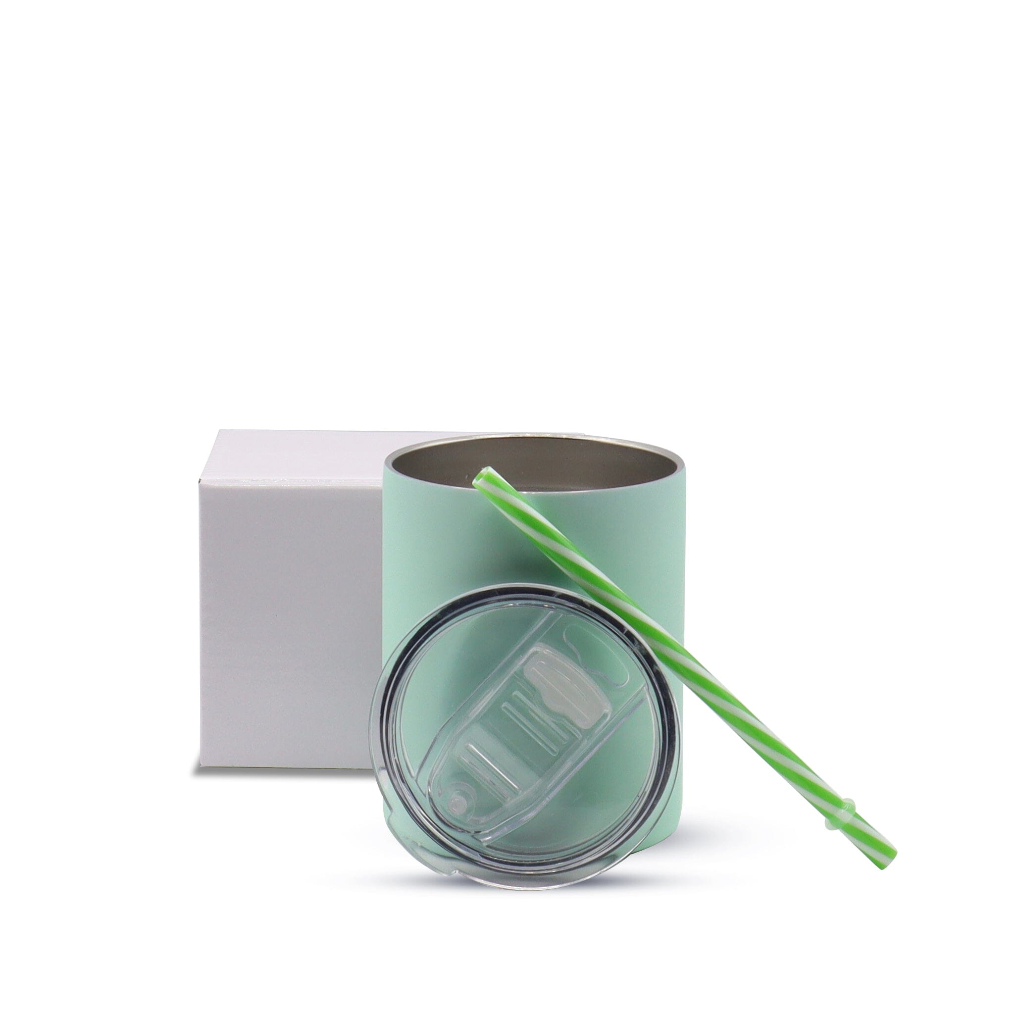 10oz SUBLIMATION MACAROON LOW BALL TUMBLER Kupresso Green WHITE GIFT BOX Single
