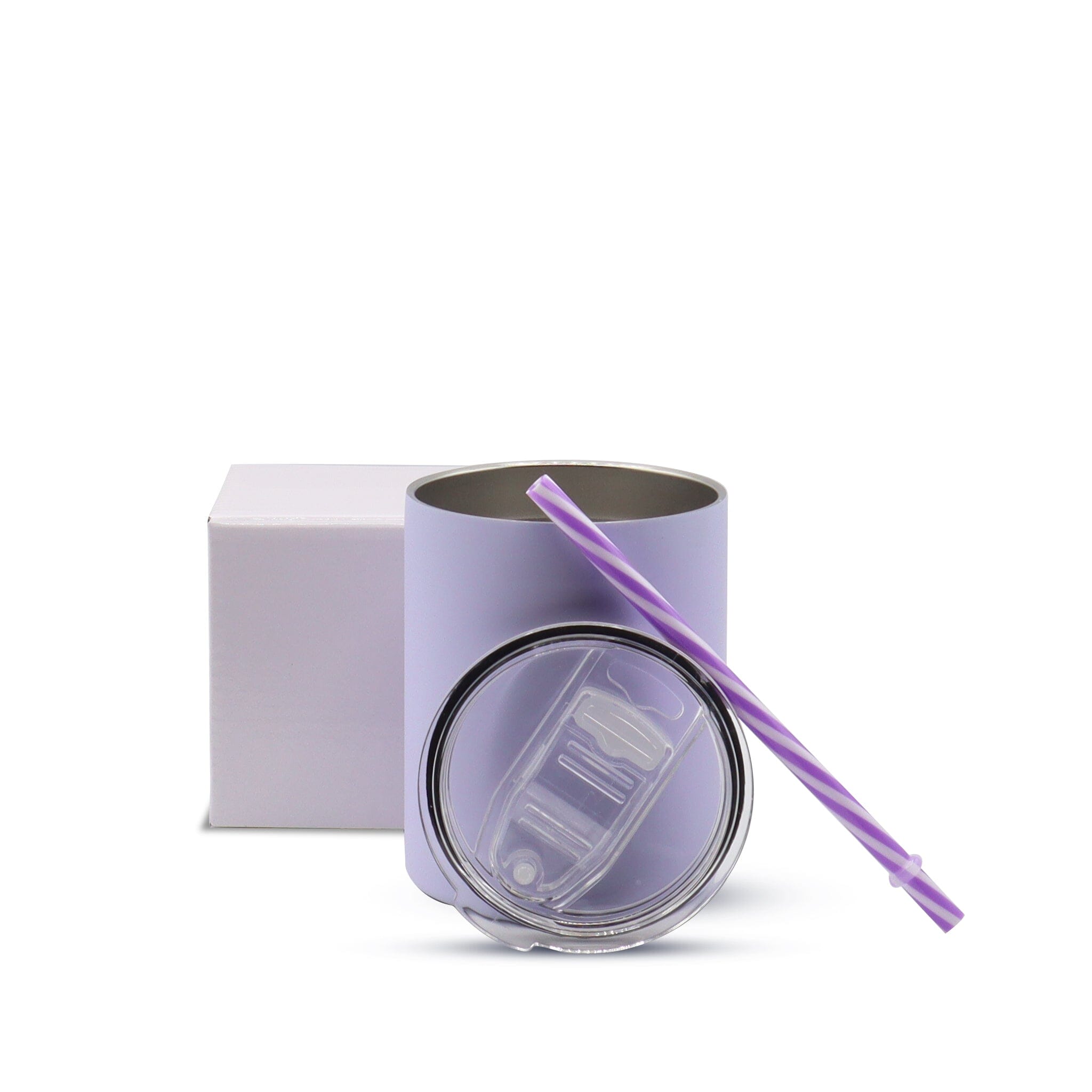 10oz SUBLIMATION MACAROON LOW BALL TUMBLER Kupresso Purple WHITE GIFT BOX Single