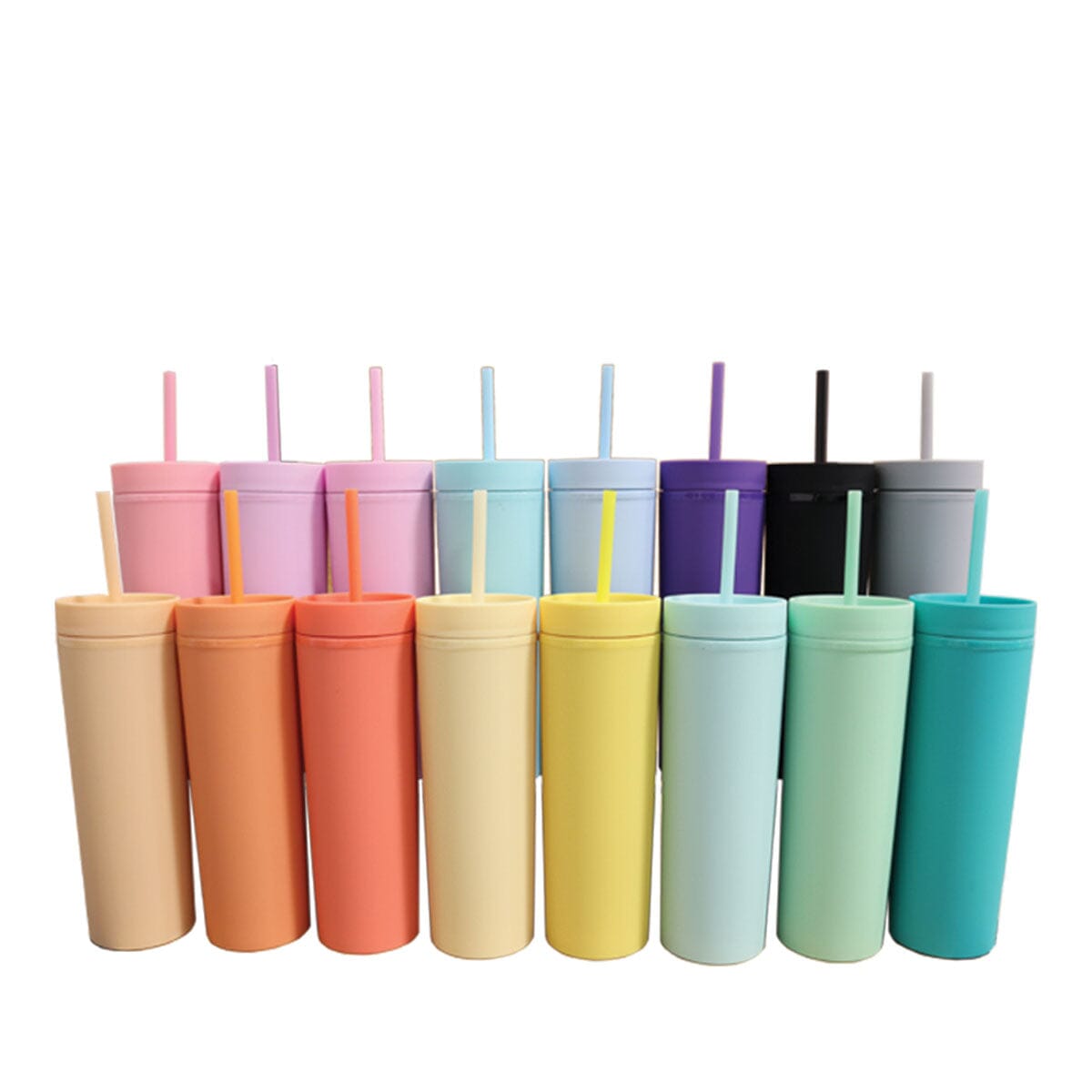 Skinny Tumbler with Lids and Straws, 16Oz Matte Yellow Skinny Tumbler Bulk