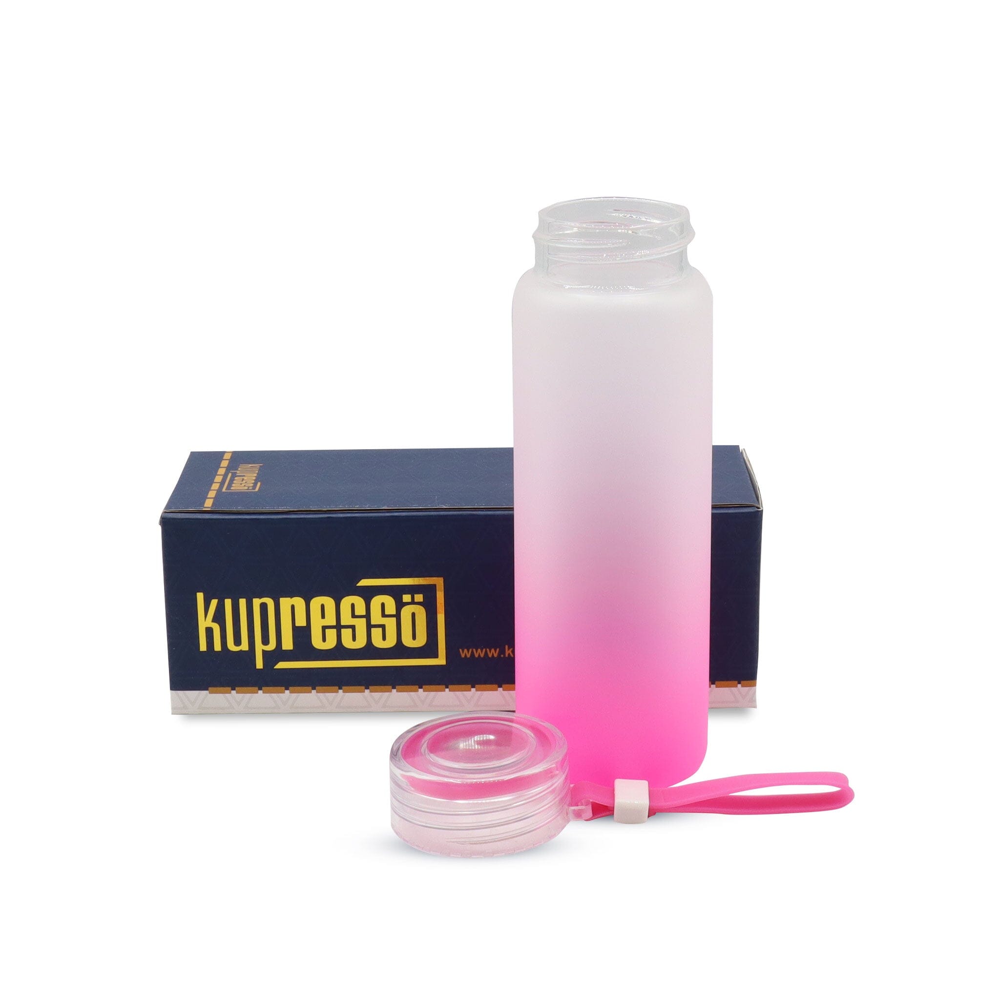 17oz Sublimation Glass Water Bottle Kupresso Pink Ombre Kupresso Box (Standard) Single