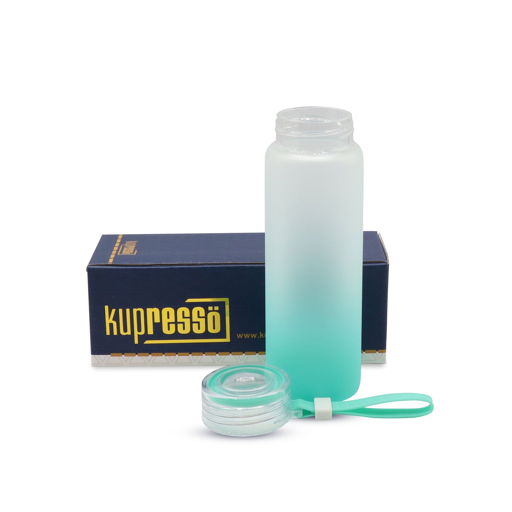 17oz Sublimation Glass Water Bottle Kupresso Turquoise Ombre Kupresso Box (Standard) Single