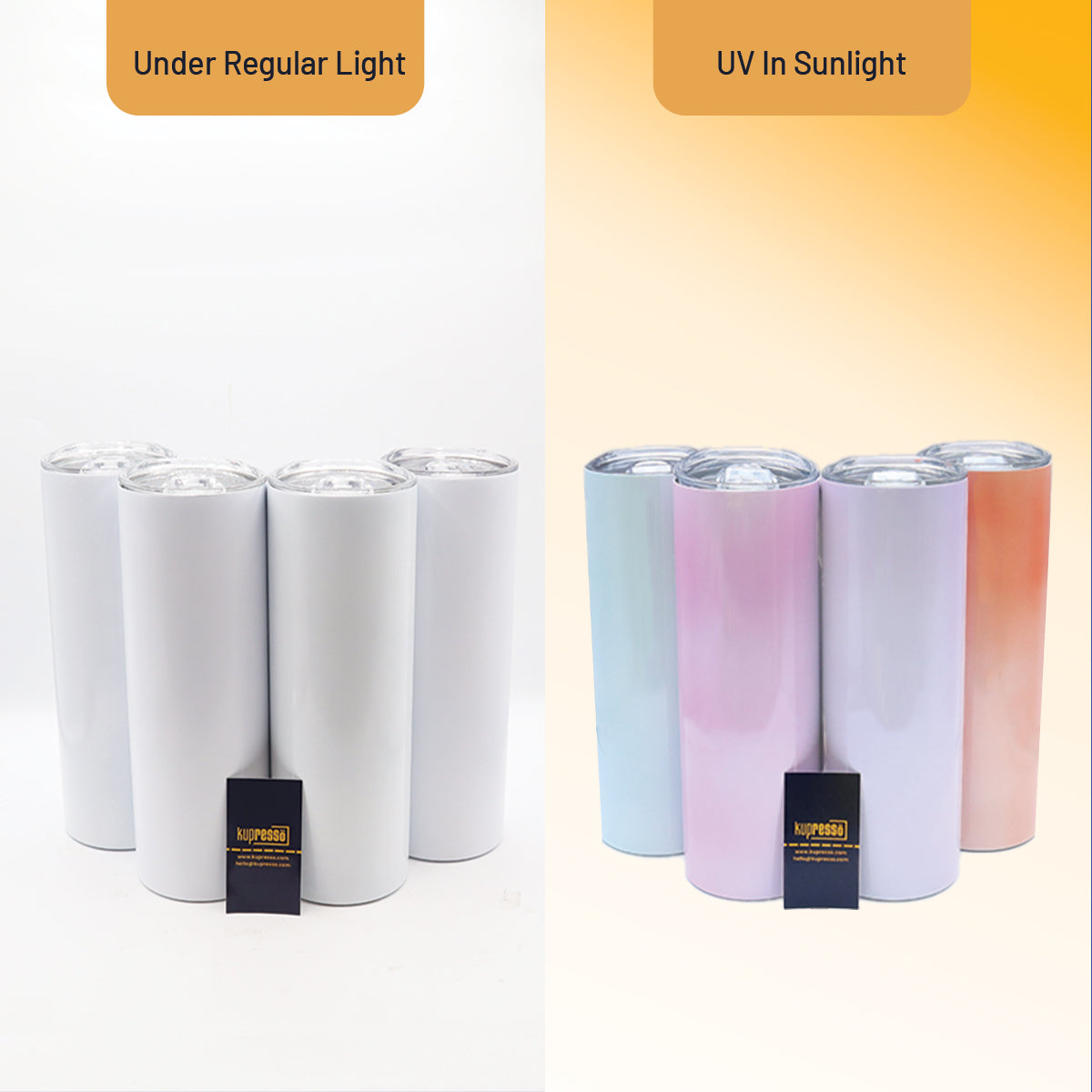 Kupresso Brand UV Color Changing White Sublimation Tumbler | MWD Blue